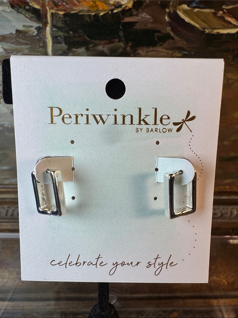 Periwinkle by Barlow Silver Rectangular‎ Link Earrings